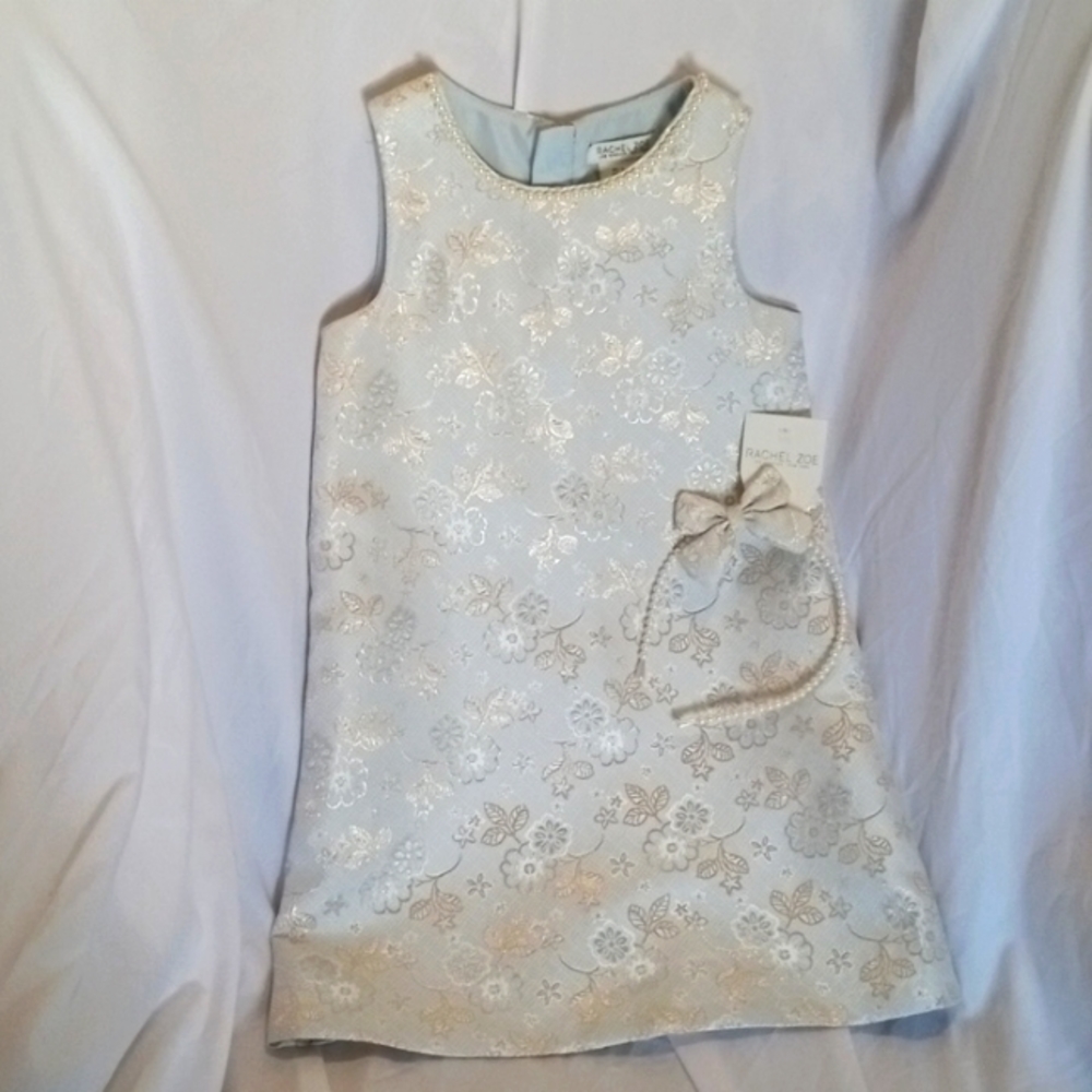 Rachel Zoe size 5 toddler dress. Light blue and gold